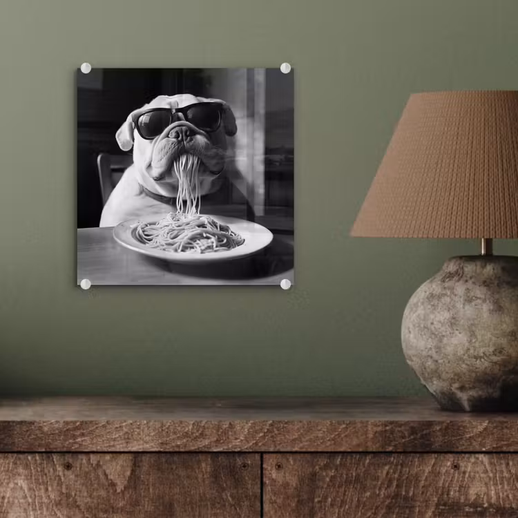 Hond - Bulldog - Pasta - Bril - Stoer - Dieren plexiglas 5mm klein -sfeer3