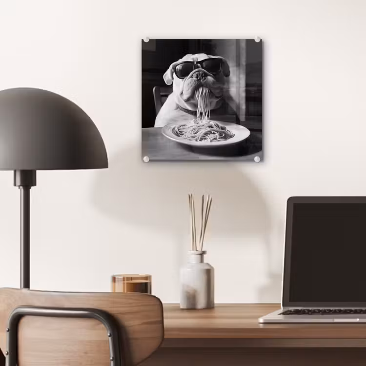 Hond - Bulldog - Pasta - Bril - Stoer - Dieren plexiglas 5mm klein -sfeer6