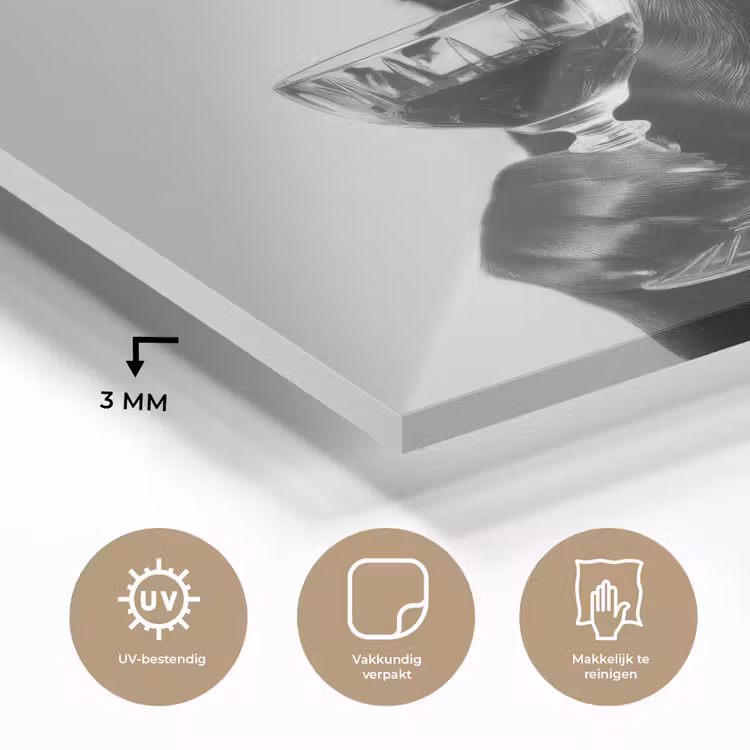 Hond - Zwart - Wijnglas - Zonnebril plexiglas 5mm klein -sfeer2