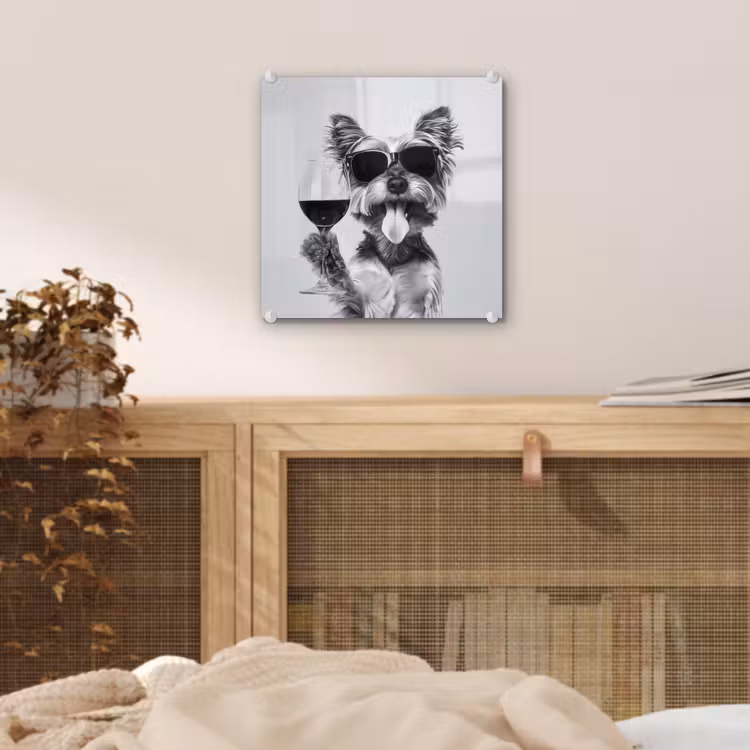 Hondje - Wijnglas - Zonnebril - Enthousiast plexiglas 5mm klein -sfeer4