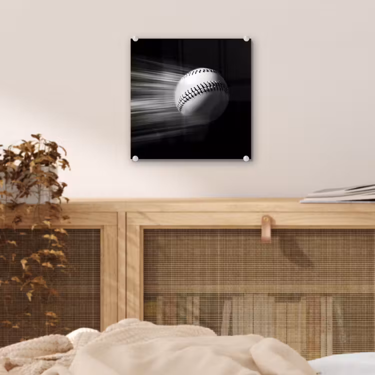 Honkbal - Wit - Vliegt plexiglas 5mm klein -sfeer4