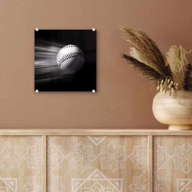Honkbal - Wit - Vliegt plexiglas 5mm klein -sfeer5
