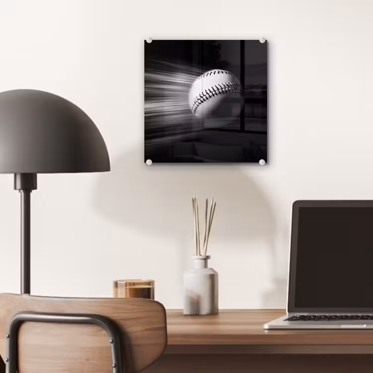 Honkbal - Wit - Vliegt plexiglas 5mm klein -sfeer6