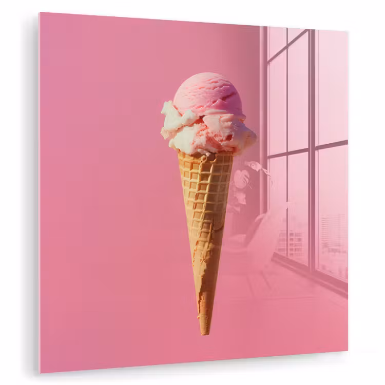 Hoorntje - Schepijs - Roze plexiglas 5mm klein -zzzproduct_nieuw