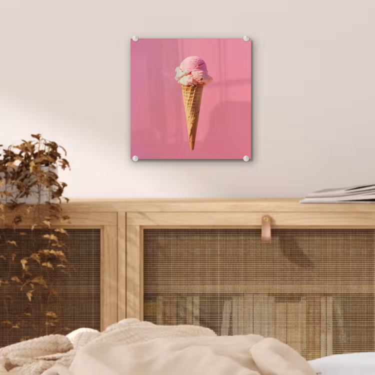 Hoorntje - Schepijs - Roze plexiglas 5mm klein -sfeer4