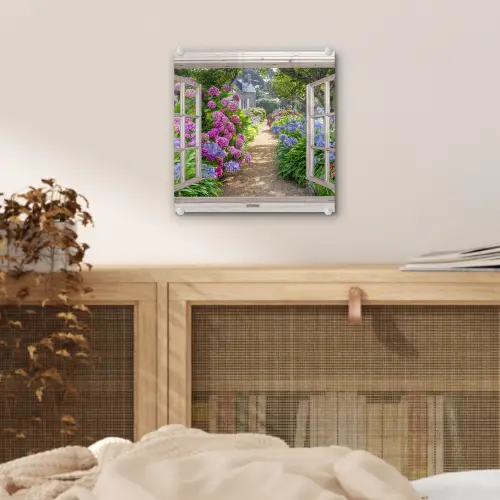 Hortensia - Doorkijk - Bloemen - Zomer - Paars - Pad plexiglas 5mm klein -sfeer4