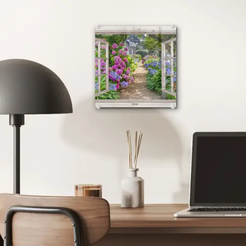 Hortensia - Doorkijk - Bloemen - Zomer - Paars - Pad plexiglas 5mm klein -sfeer6