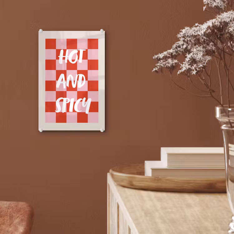 Hot - Spicy - Geruit - Rood plexiglas 5mm klein -sfeer5