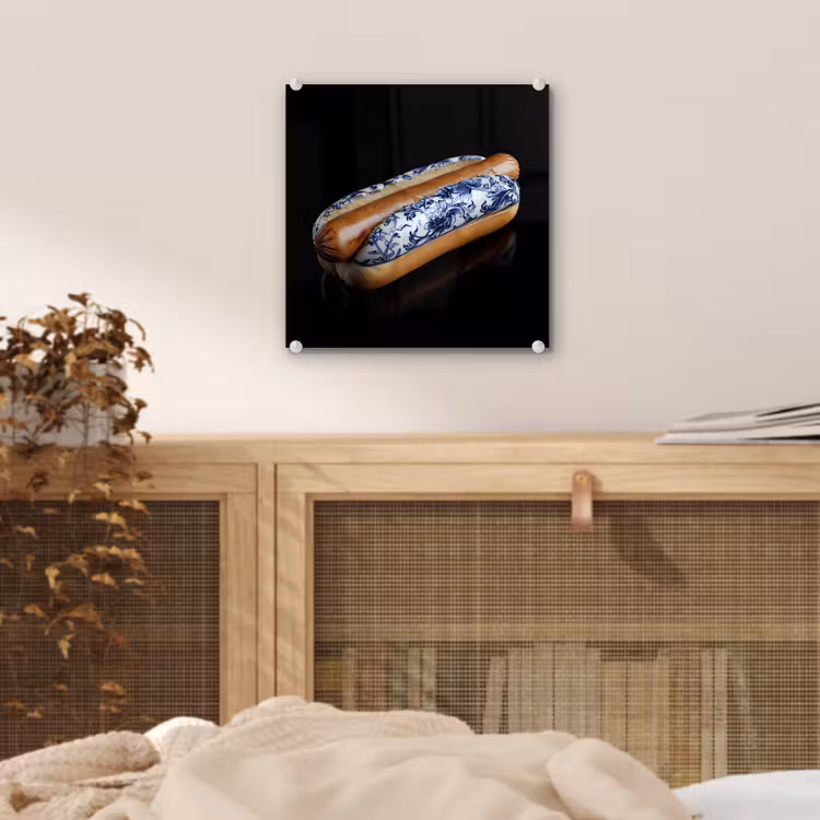 Hotdog - Porselein - Delfts blauw - Eten plexiglas 5mm klein -sfeer4