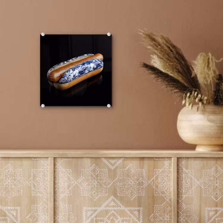 Hotdog - Porselein - Delfts blauw - Eten plexiglas 5mm klein -sfeer5