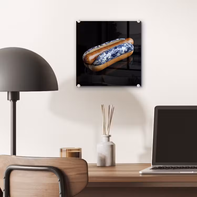Hotdog - Porselein - Delfts blauw - Eten plexiglas 5mm klein -sfeer6