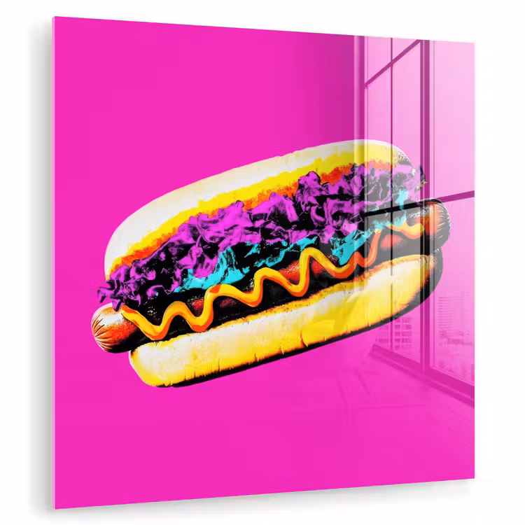Hotdog - Roze - Retro plexiglas 5mm klein -zzzproduct_nieuw