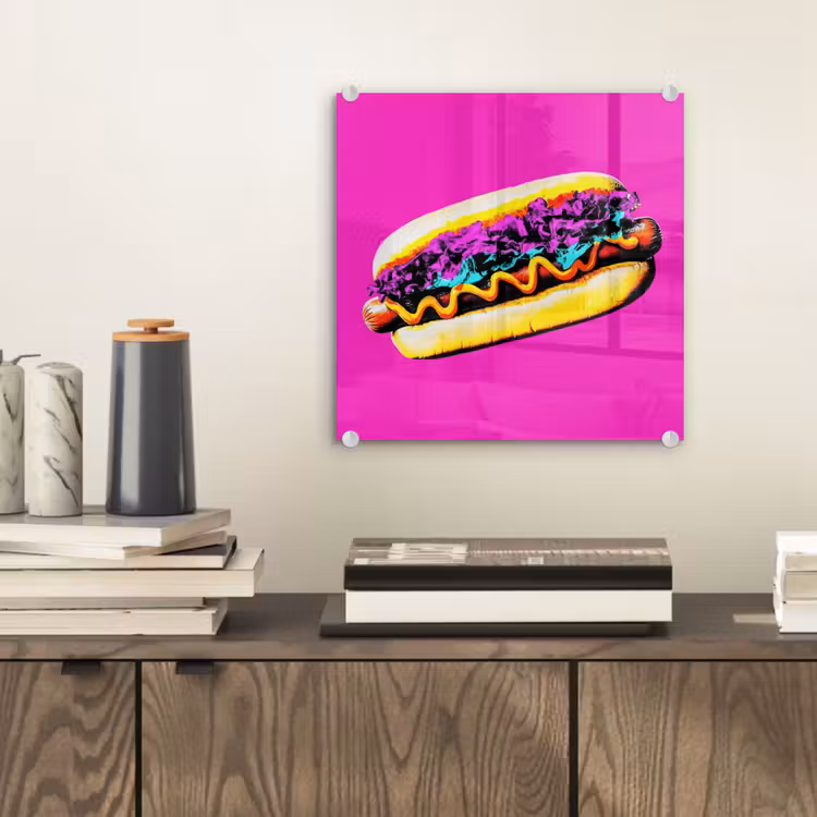 Hotdog - Roze - Retro plexiglas 5mm klein -sfeer1
