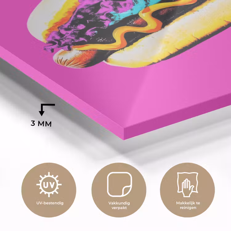 Hotdog - Roze - Retro plexiglas 5mm klein -sfeer2