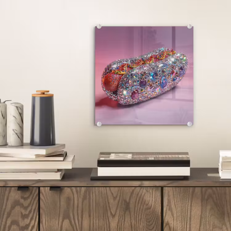 Hotdog - Steentjes - Glitters - Paars plexiglas 5mm klein -sfeer1