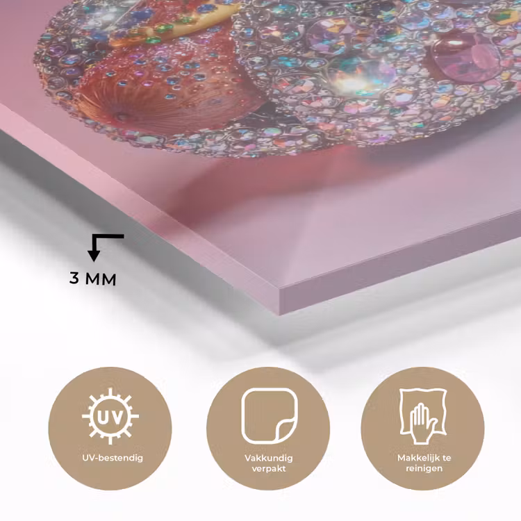 Hotdog - Steentjes - Glitters - Paars plexiglas 5mm klein -sfeer2