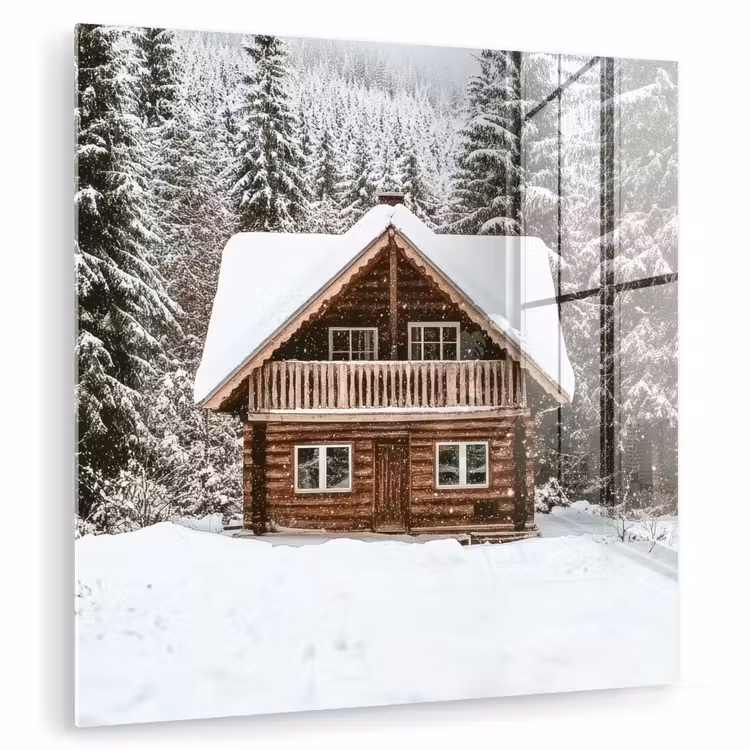 Huis - Bos - Winter - Natuur - Sneeuw plexiglas 5mm klein -zzzproduct_nieuw