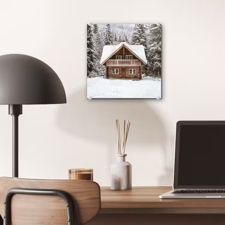 Huis - Bos - Winter - Natuur - Sneeuw plexiglas 5mm klein -sfeer6