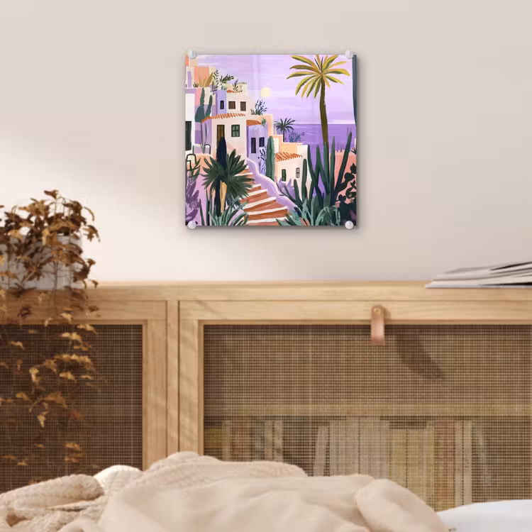 Huizen - Minimalistisch - Palmbomen - Kust plexiglas 5mm klein -sfeer4