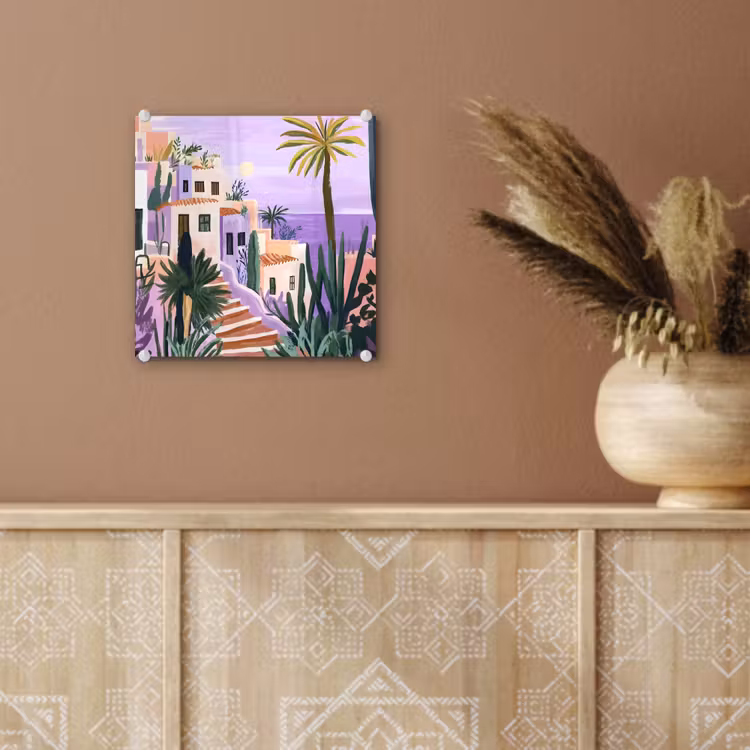 Huizen - Minimalistisch - Palmbomen - Kust plexiglas 5mm klein -sfeer5