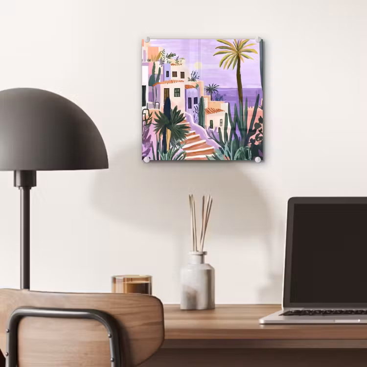 Huizen - Minimalistisch - Palmbomen - Kust plexiglas 5mm klein -sfeer6
