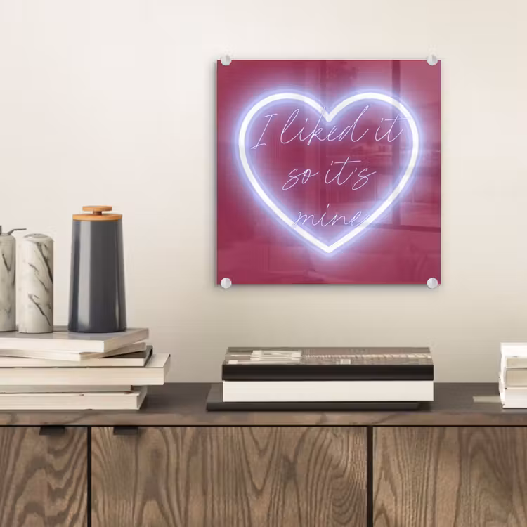 I liked it so it's mine - Neon hart - Roze plexiglas 5mm klein -sfeer1