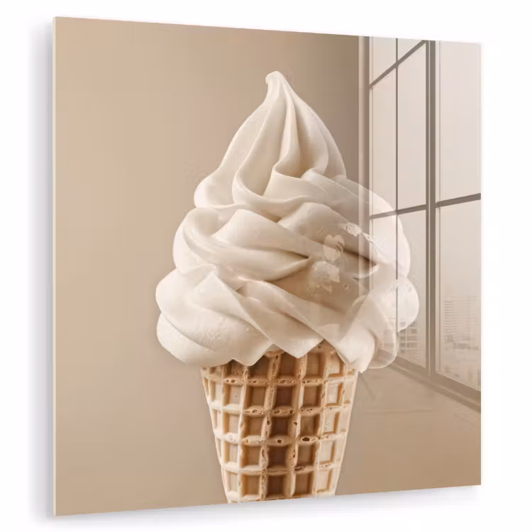 IJs - Softijs - Romig - Hoorntje - Beige plexiglas 5mm klein -zzzproduct_nieuw