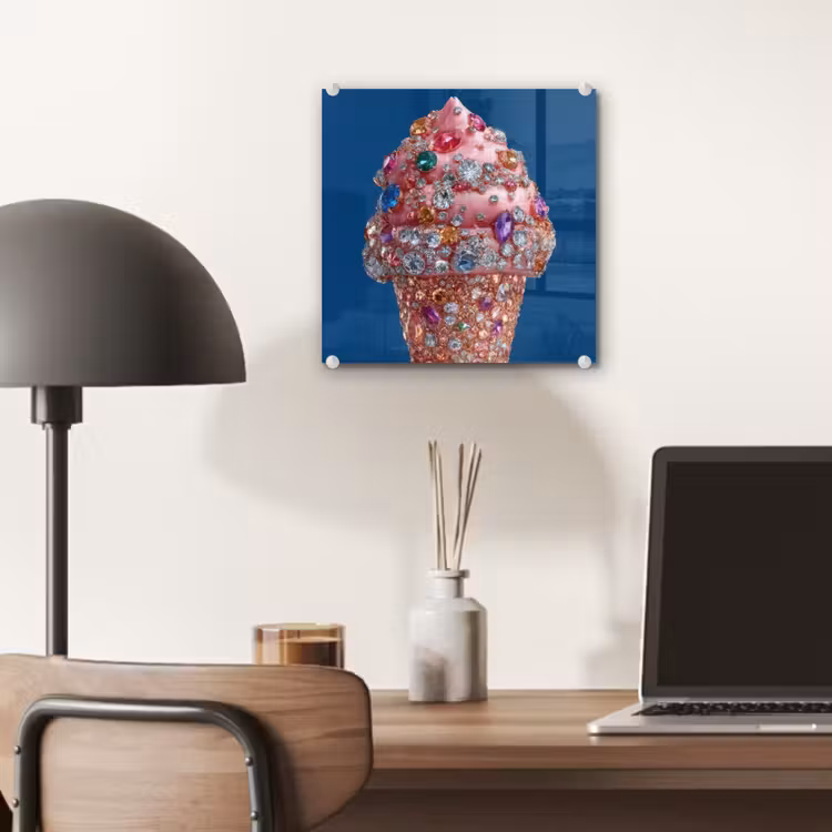Ijsje - Hoorntje - Steentjes - Blauw plexiglas 5mm klein -sfeer6