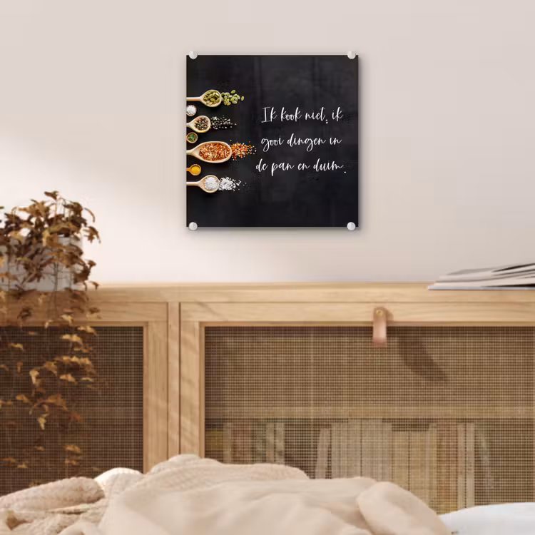 Ik gooi dingen in de pan en duim - Keuken - Quotes - Spreuken - Humor plexiglas 5mm klein -sfeer4