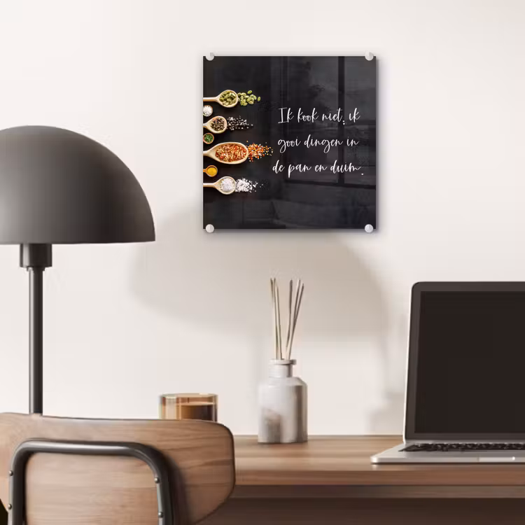 Ik gooi dingen in de pan en duim - Keuken - Quotes - Spreuken - Humor plexiglas 5mm klein -sfeer6
