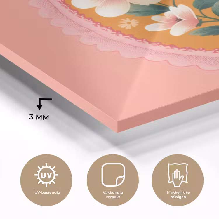 Illustratie - Bloemen - Rand - Roze plexiglas 5mm klein -sfeer2