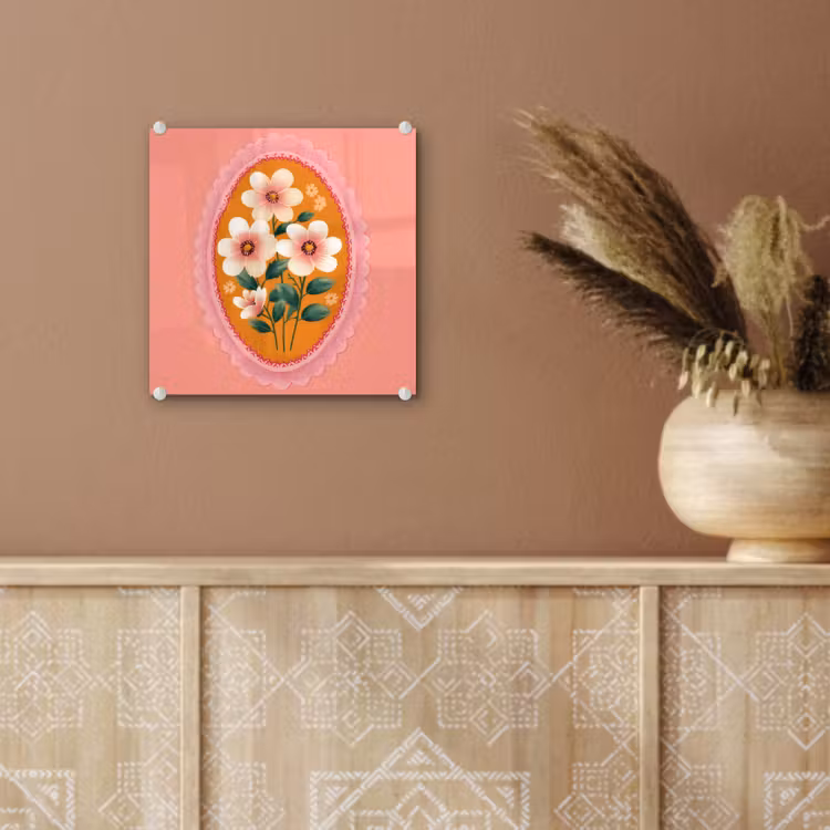 Illustratie - Bloemen - Rand - Roze plexiglas 5mm klein -sfeer5