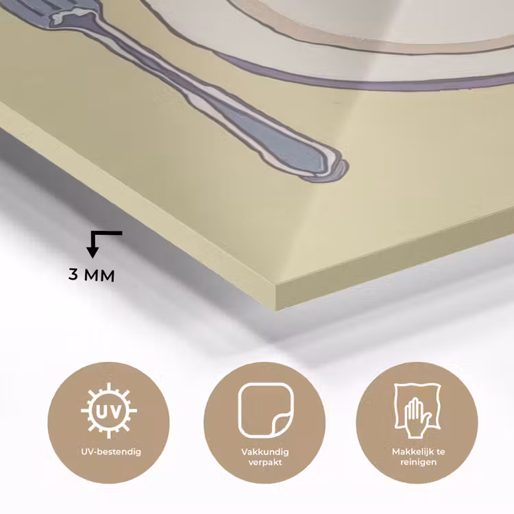 Illustratie - Bord - Bestek - Beige plexiglas 5mm klein -sfeer2