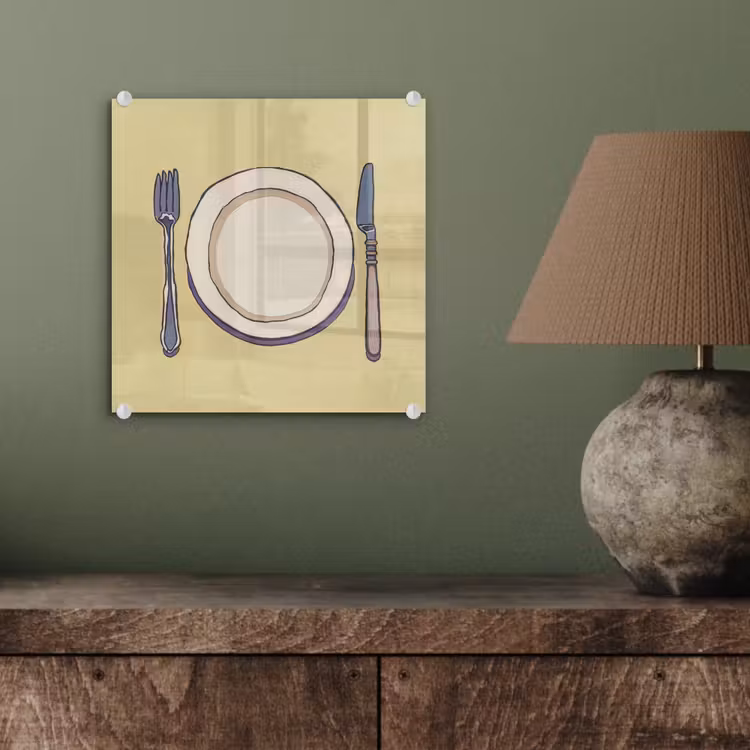 Illustratie - Bord - Bestek - Beige plexiglas 5mm klein -sfeer3