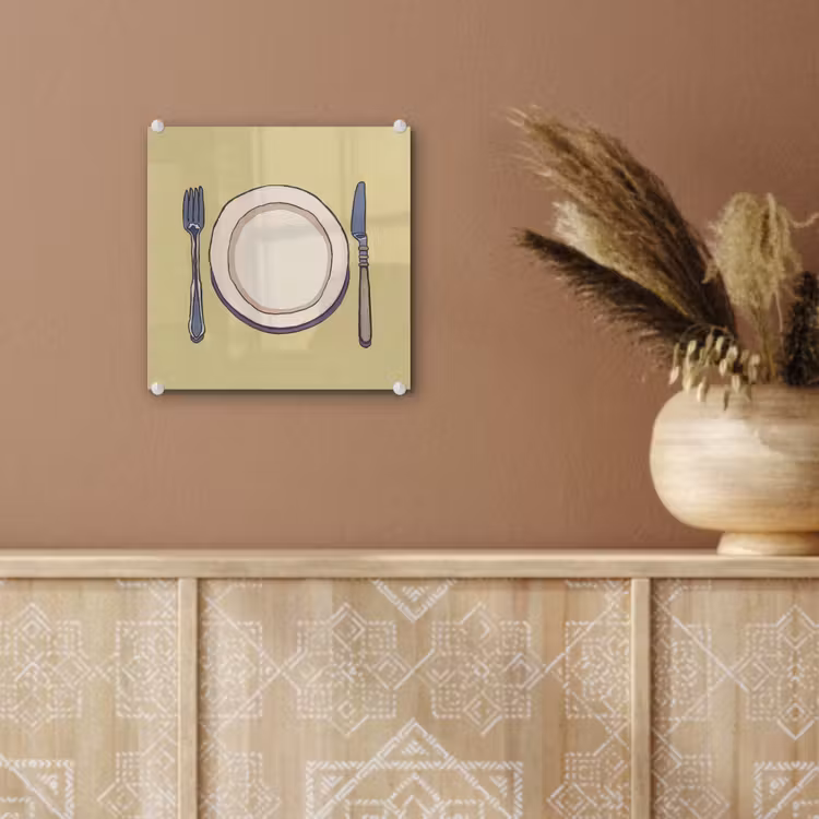 Illustratie - Bord - Bestek - Beige plexiglas 5mm klein -sfeer5