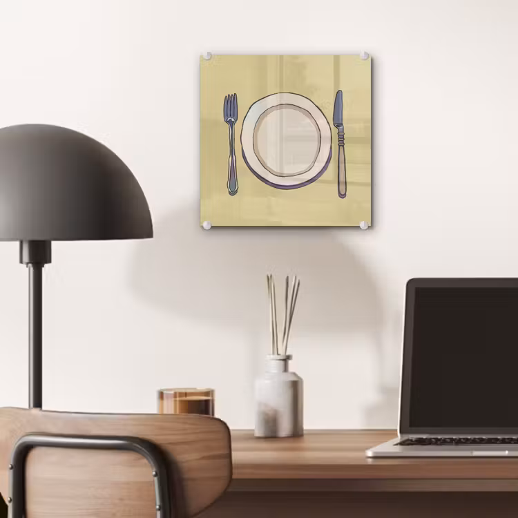 Illustratie - Bord - Bestek - Beige plexiglas 5mm klein -sfeer6