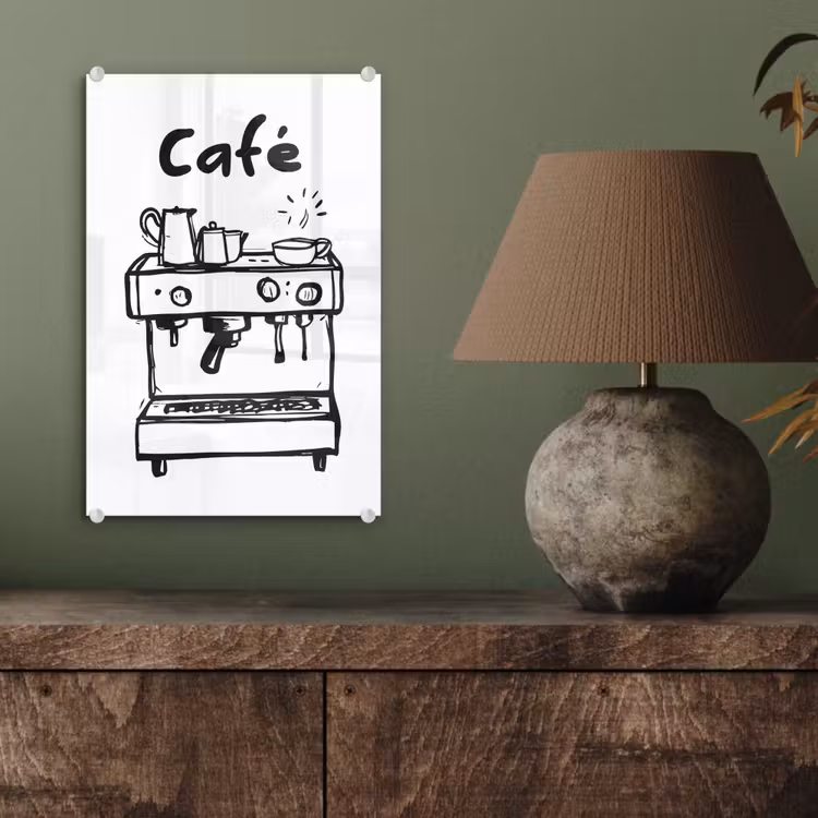 Illustratie - Café - Koffiemachine - Kopjes plexiglas 5mm klein -sfeer3