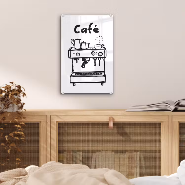 Illustratie - Café - Koffiemachine - Kopjes plexiglas 5mm klein -sfeer4