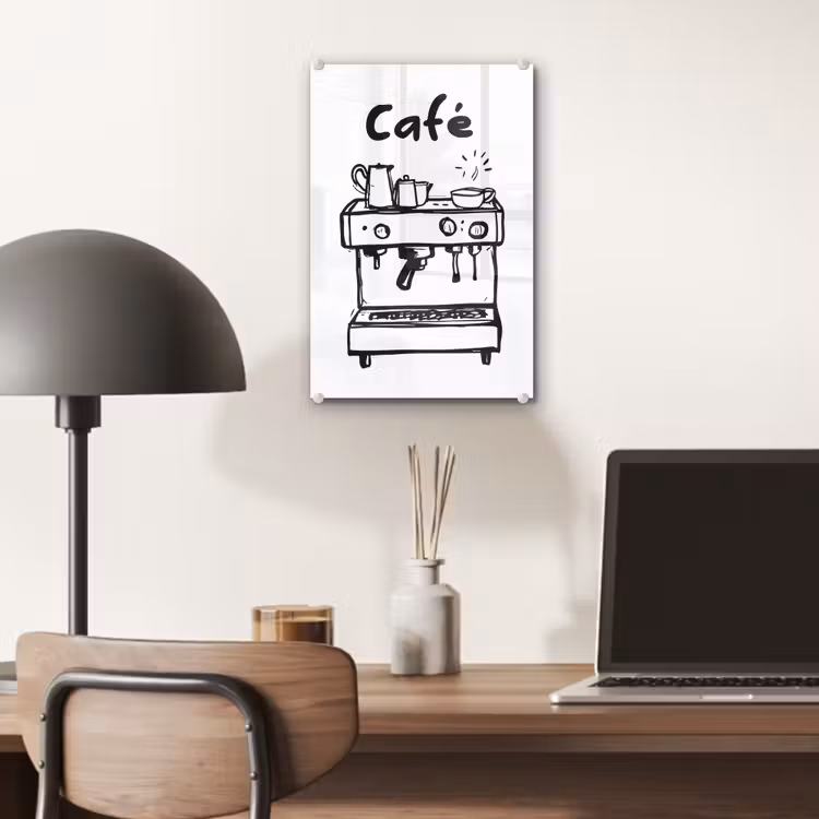 Illustratie - Café - Koffiemachine - Kopjes plexiglas 5mm klein -sfeer6