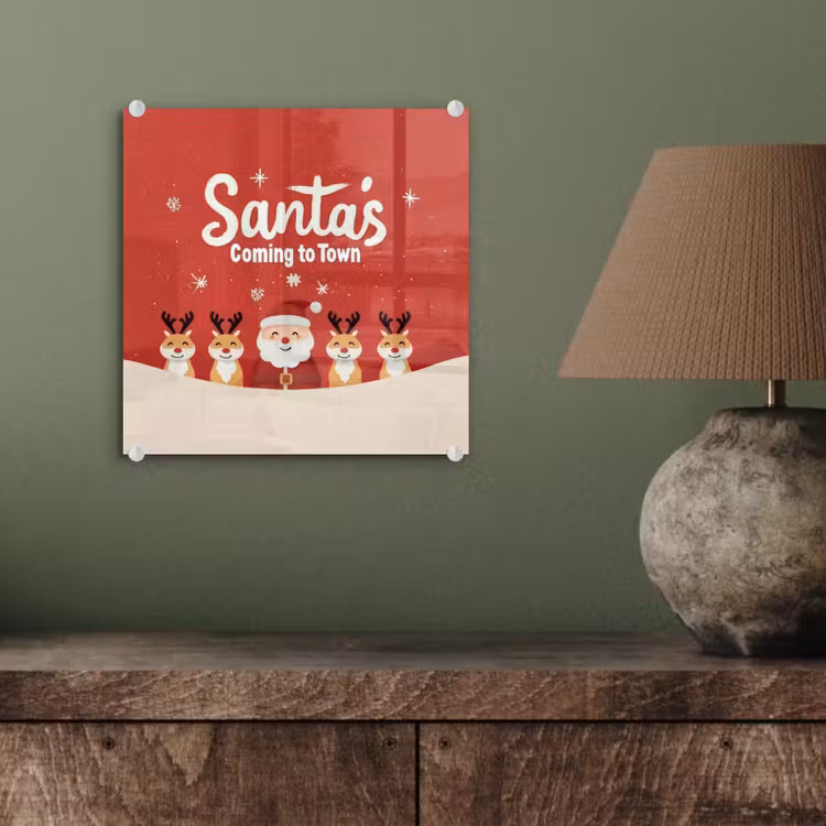 Illustratie - Kerstman - Rendieren - Rood plexiglas 5mm klein -sfeer3