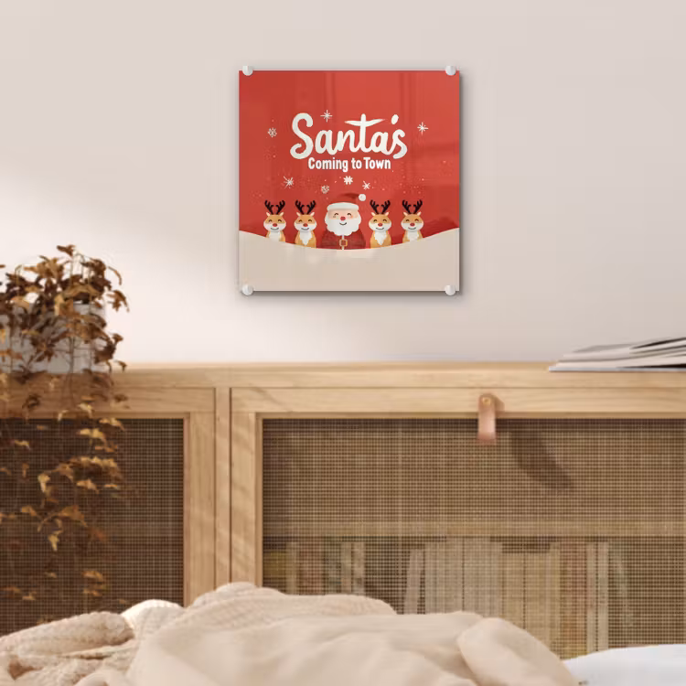 Illustratie - Kerstman - Rendieren - Rood plexiglas 5mm klein -sfeer4
