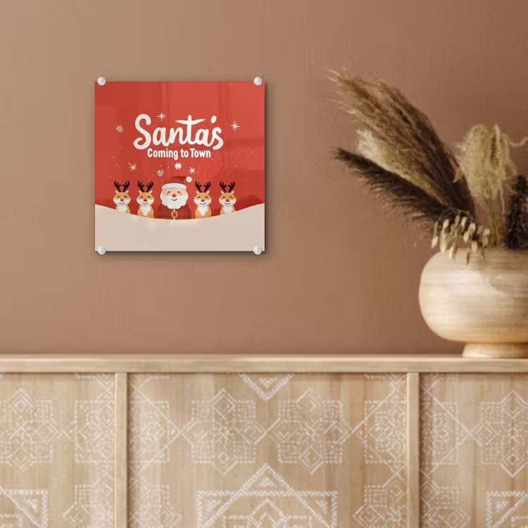Illustratie - Kerstman - Rendieren - Rood plexiglas 5mm klein -sfeer5
