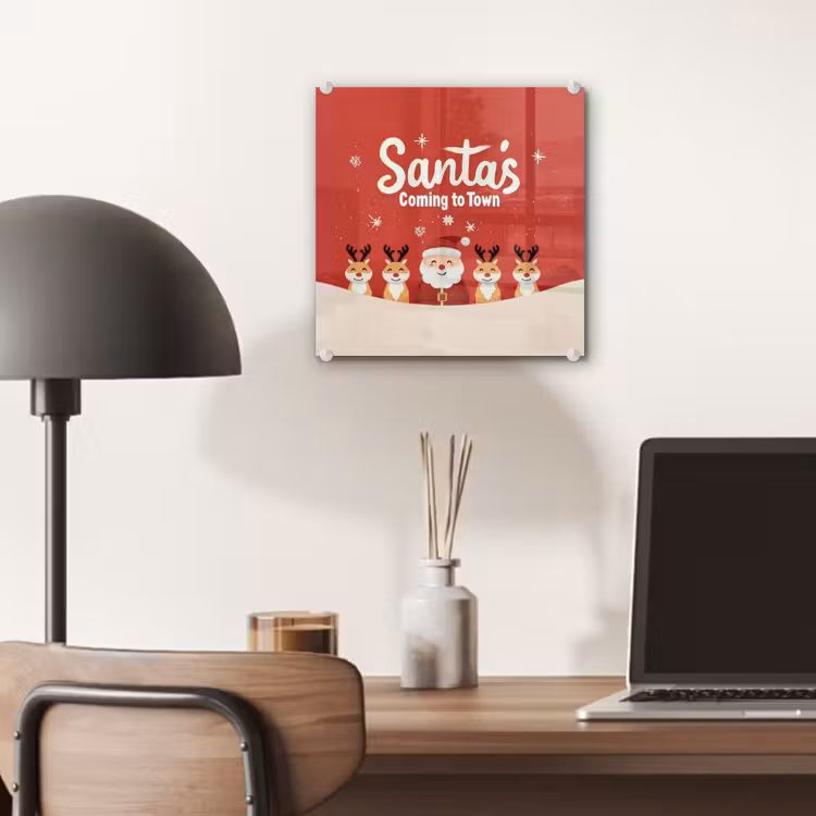 Illustratie - Kerstman - Rendieren - Rood plexiglas 5mm klein -sfeer6