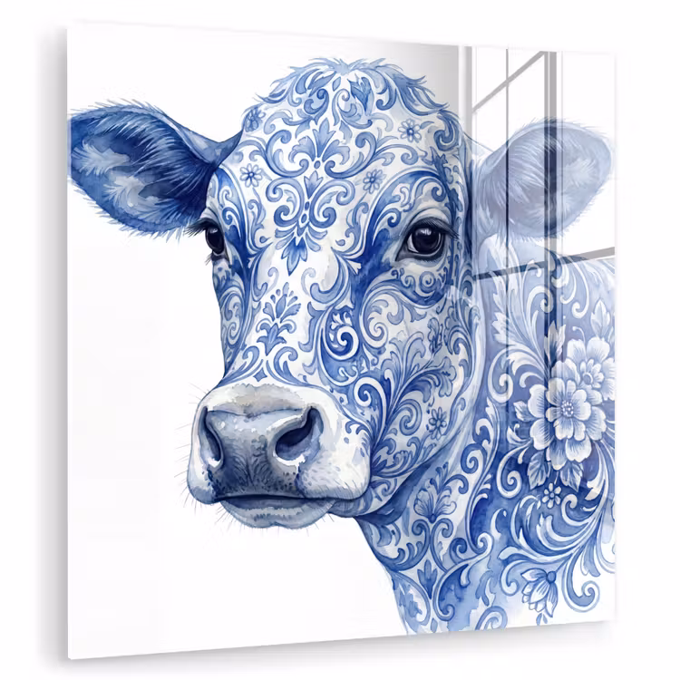 Illustratie - Koe - Blauw plexiglas 5mm klein -zzzproduct_nieuw