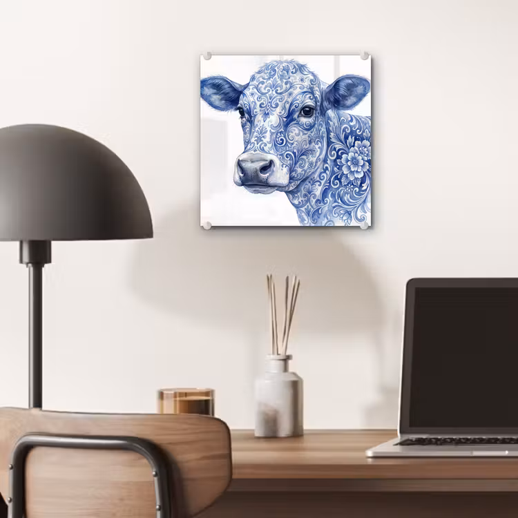 Illustratie - Koe - Blauw plexiglas 5mm klein -sfeer6