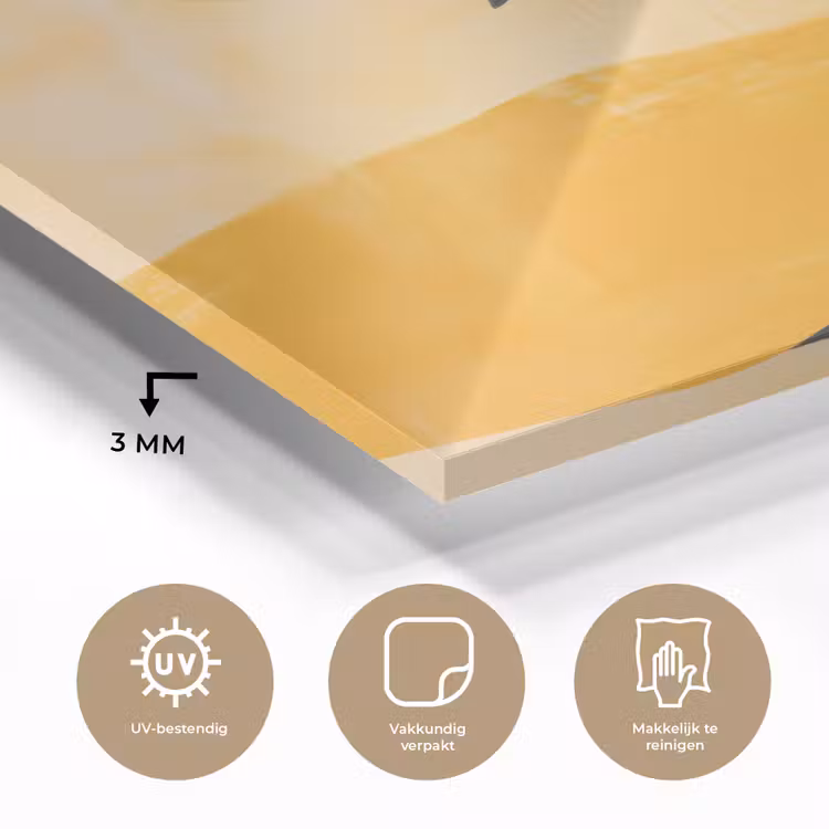 Illustratie - Palmboom - Zon - Heuvels plexiglas 5mm klein -sfeer2