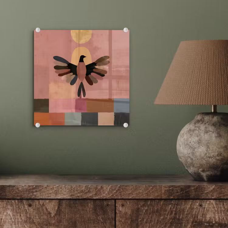 Illustratie - Vogel - Vlakken - Kleurrijk plexiglas 5mm klein -sfeer3