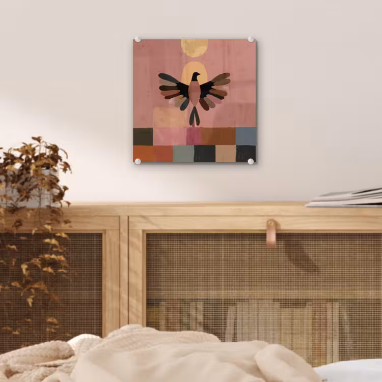 Illustratie - Vogel - Vlakken - Kleurrijk plexiglas 5mm klein -sfeer4