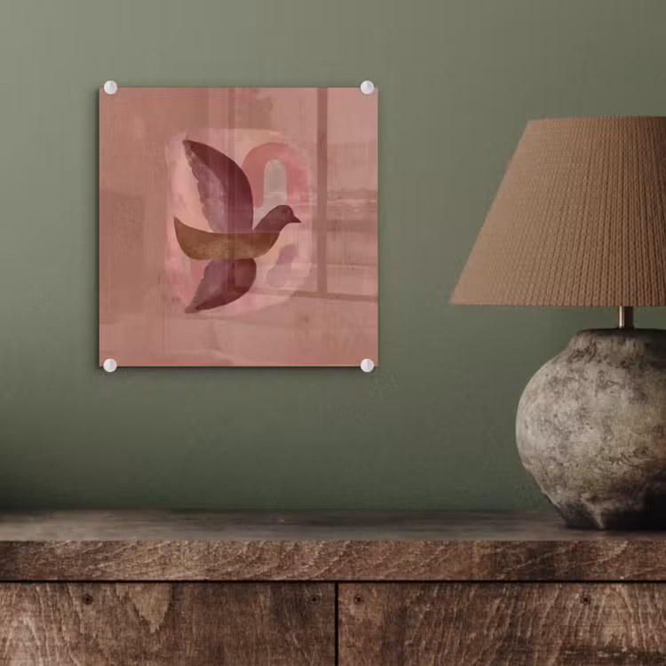 Illustratie - Vogels - Abstract - Roze plexiglas 5mm klein -sfeer3