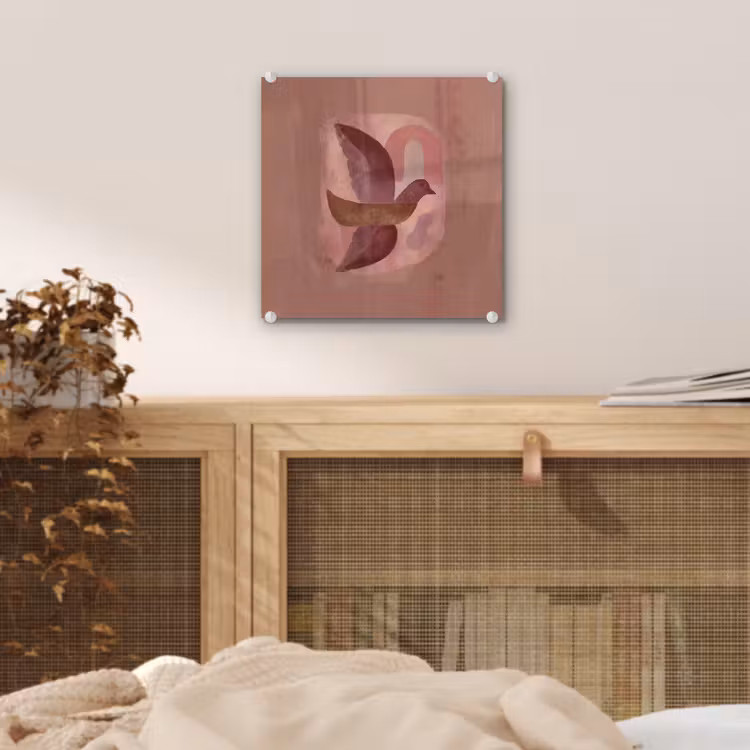 Illustratie - Vogels - Abstract - Roze plexiglas 5mm klein -sfeer4